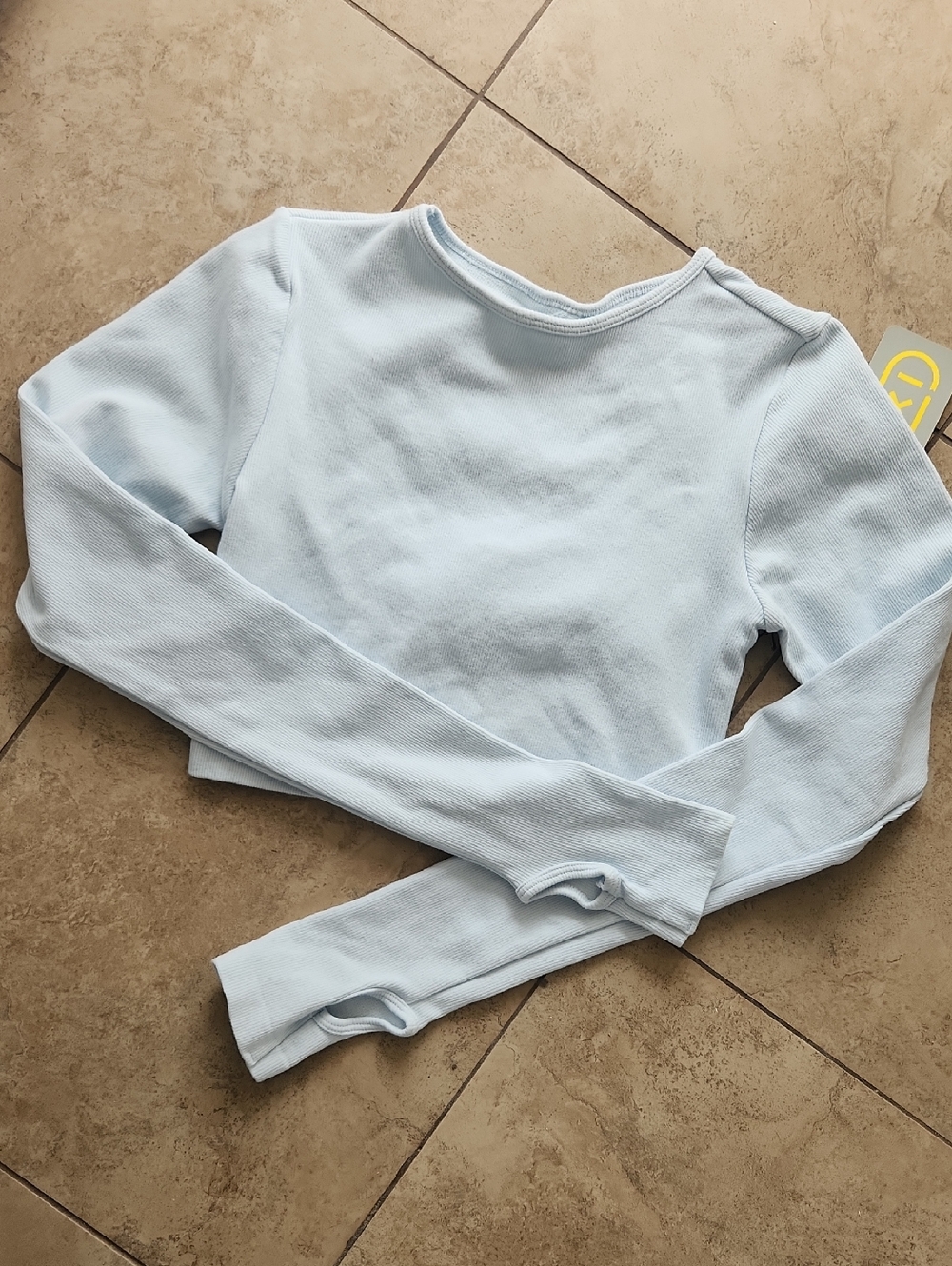 Light Blue Long Sleeve Cropped Top